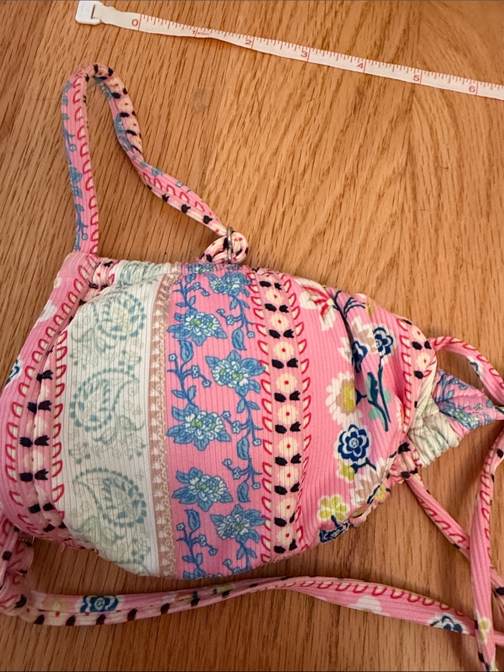 Pink Patterned String Bikini Top - Picture 2 of 4